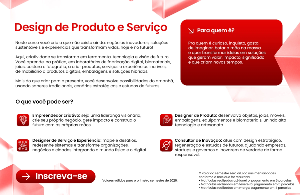 Curso Design de Produto e Servi&ccedil;o