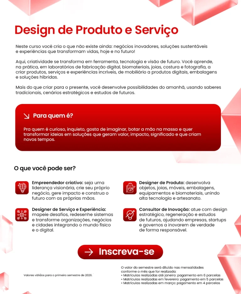Curso Design de Produto e Servi&ccedil;o