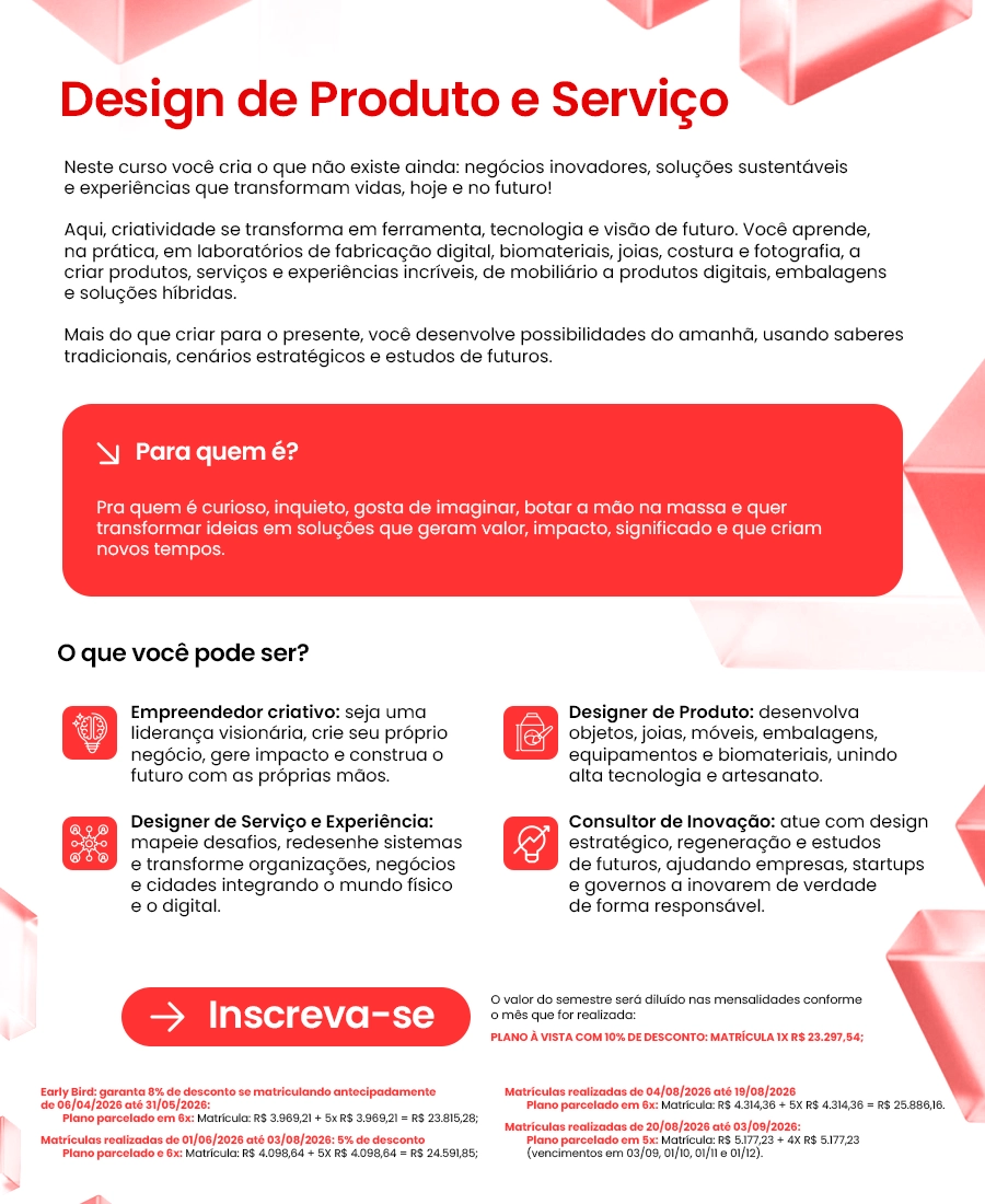Curso Design de Produto e Servi&ccedil;o - Azul